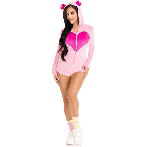 LEG-AVENUE Teddy Kostüm Rosa Damen Plüsch Overall Sexy - female