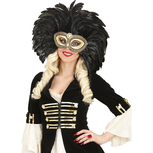WIDMANN Augenmaske Gold Federn Schwarz für Erwachsene