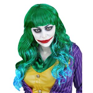 WIDMANN Damenperücke Verrückter Clown Superschurken-Perücke grün-blau