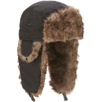 ESPA Flieger-Fellmütze Holzfäller-Mütze schwarz-braun ESPA Flieger-Fellmütze Holzfäller-Mütze schwarz-braun