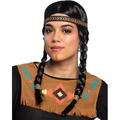 BOLAND BV Damen Perücke-Indianerin mit Zöpfen und Stirnband dunkelbraun - female BOLAND BV Damen Perücke-Indianerin mit Zöpfen und Stirnband dunkelbraun - female