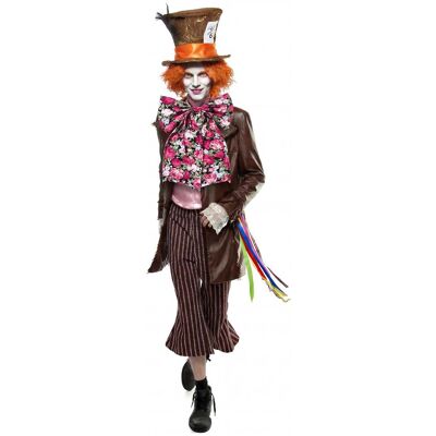 SWEET RETRO REVIVAL Extravaganter Hutmacher-Kostüm für Herren mit Perücke Faschingskostüm braun-bunt - male SWEET RETRO REVIVAL Extravaganter Hutmacher-Kostüm für Herren mit Perücke Faschingskostüm braun-bunt - male