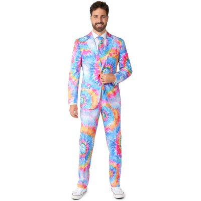 Opposuits Mr. Tie-Dye Hippiekostüm für Erwachsene blau-gelb-rosa Opposuits Mr. Tie-Dye Hippiekostüm für Erwachsene blau-gelb-rosa