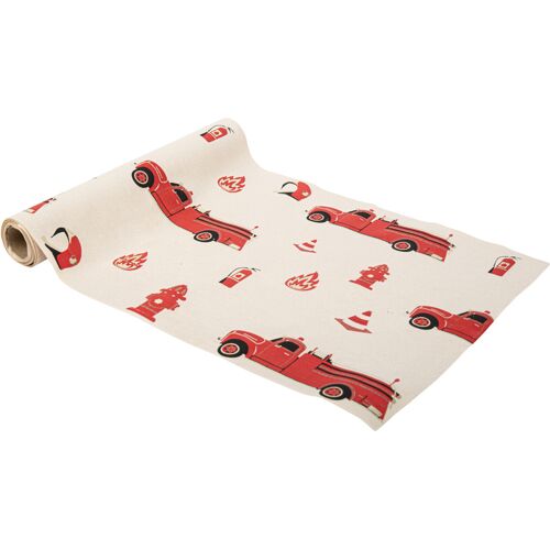 ARTYFETES Tischläufer Feuerwehr Rot Gold Suédine 28 cm x 3 m