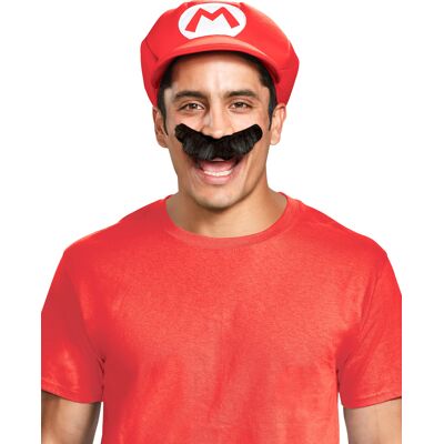 KARNEVAL-MEGASTORE Mario-Set Mütze und Bart Super Mario Videospiel weiss-rot-schwarz KARNEVAL-MEGASTORE Mario-Set Mütze und Bart Super Mario Videospiel weiss-rot-schwarz