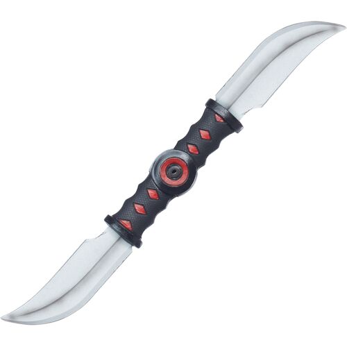 KARNEVAL-MEGASTORE Ninja Messer mit doppelter Klinge Kostümaccessoire silber-schwarz-rot