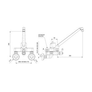 Rubinetterie del Friuli GastroHero Zweiloch Geschirrwaschbrause Profi 200 + Mischbatterie Wand