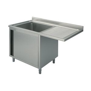 Gastro Mastro Spülschrank mit Flügeltür für Einbau-Geschirrspüler, 1 Becken links, 1200x700 mm