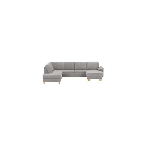 meinSofa Wohnlandschaft Leder Samu ¦ grau ¦ Maße (cm): B: 316 H: 90 T: 235