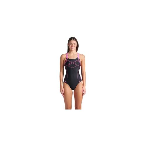 Badeanzug, Damen Arena Graphic Pro schwarz rosa DE 46 / FR 46 (UK 20)