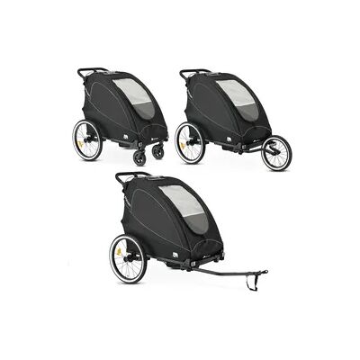 DERYAN Luxus 3-in-1 Fahrradanhänger - Kinderwagen - 2 Personen - Schwarz DERYAN Luxus 3-in-1 Fahrradanhänger - Kinderwagen - 2 Personen - Schwarz