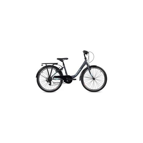 S'Cool chiX, 24 Zoll Kinderfahrrad, 6-Gang, Dunkelgrau/Türkis, 130–145 cm grau 24"