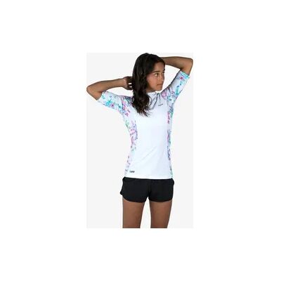 Decathlon UV-Shirt kurzarm Kinder 500 Palm weiß Decathlon UV-Shirt kurzarm Kinder 500 Palm weiß