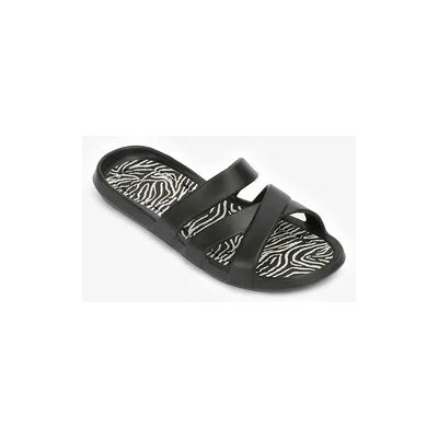 Decathlon Badelatschen Damen - Slap 500 Zeb 1 schwarz Decathlon Badelatschen Damen - Slap 500 Zeb 1 schwarz