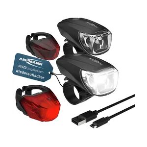 Ansmann Fahrradbeleuchtung Set 2 Stk. StVZO, aufladbar, Vorderlicht & Rücklicht schwarz No Size Ansmann Fahrradbeleuchtung Set 2 Stk. StVZO, aufladbar, Vorderlicht & Rücklicht schwarz No Size