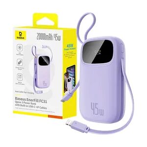 Baseus EnerFill Powerbank 20000mAh 45W USB-C Lightning Kabel violett NO SIZE Baseus EnerFill Powerbank 20000mAh 45W USB-C Lightning Kabel violett NO SIZE