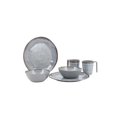 Bo-Camp Geschirr - Halo - 6-Teilig - Melamin - Grau Bo-Camp Geschirr - Halo - 6-Teilig - Melamin - Grau