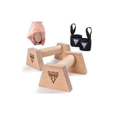 Pullup & Dip Holz Liegestützgriffe mit ergonomischem Griff inkl. Wrist Wraps Pullup & Dip Holz Liegestützgriffe mit ergonomischem Griff inkl. Wrist Wraps