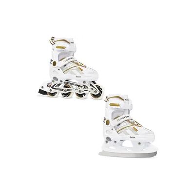 Raven Verstellbare Rollschuhe Schlittschuhe 2in1 Pulse Weiß/Gold Raven Verstellbare Rollschuhe Schlittschuhe 2in1 Pulse Weiß/Gold