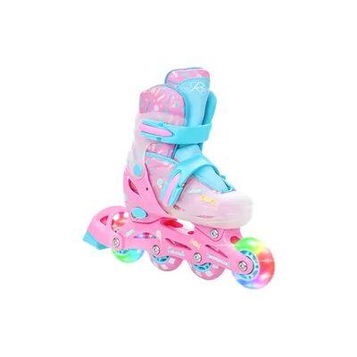 Raven Verstellbare Rollschuhe Caramell Pink/Blue Leuchtende LED-Räder Raven Verstellbare Rollschuhe Caramell Pink/Blue Leuchtende LED-Räder