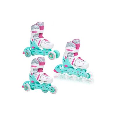 Raven Verstellbare Rollschuhe 3in1 Loret Weiß/Mint/Rosa Leuchtende LED-Räder Raven Verstellbare Rollschuhe 3in1 Loret Weiß/Mint/Rosa Leuchtende LED-Räder