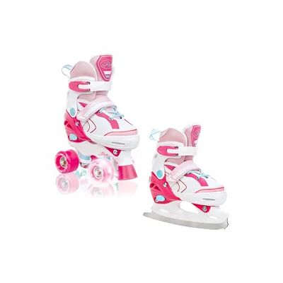 Raven Eiskunstlauf Schlittschuhe 2in1 Einstellbare Lia Weiß/Rosa Leuchtende LED-Räder Raven Eiskunstlauf Schlittschuhe 2in1 Einstellbare Lia Weiß/Rosa Leuchtende LED-Räder