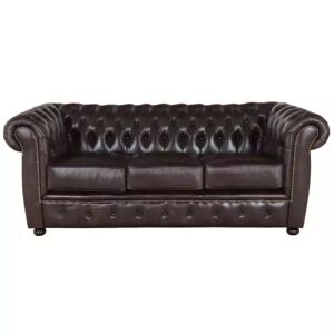 LAKSHMI-indisches-moebelhaus.de Dreisitzer-Sofa Chesterfield Liverpool aus echtem Rindsleder Braun