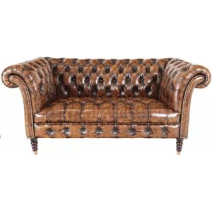 LAKSHMI-indisches-moebelhaus.de Zweisitzer-Sofa Chesterfield Bath aus echtem Rindsleder Whisky