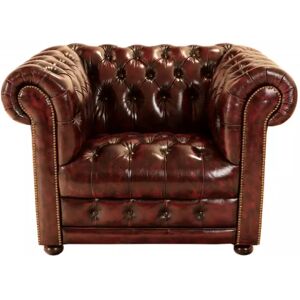 LAKSHMI-indisches-moebelhaus.de Einsitzer-Sofa Chesterfield Manchester aus echtem Rindsleder New Red