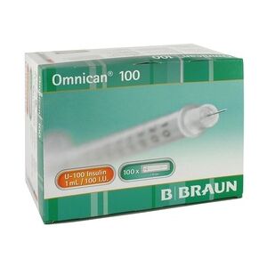 Braun OMNICAN Insulinspr.1 ml U100 m.Kan.0,30x8 mm einz. 100x1 Stück