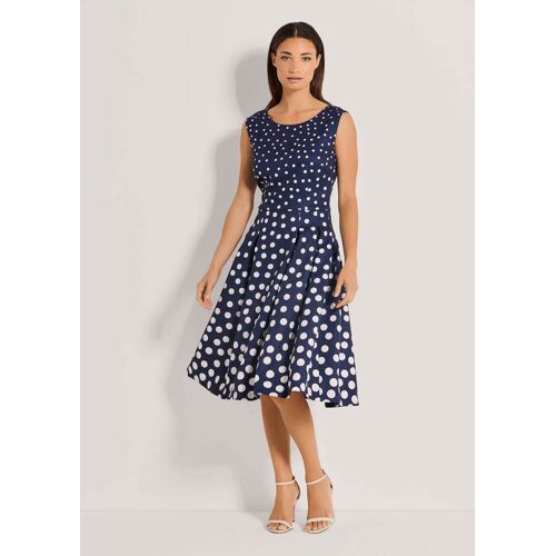 MADELEINE Tupfenkleid marine / weiß 42