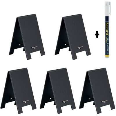 Securit 5er-Set Mini-Tischtafeln auf Staffeleien - Schwarz - Kreidestift und elastische Kordel inklusive; 5x8.5 cm (BxH); schwarz Securit 5er-Set Mini-Tischtafeln auf Staffeleien - Schwarz - Kreidestift und elastische Kordel inklusive; 5x8.5 cm (BxH); schwarz