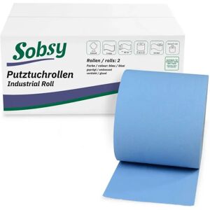 SOBSY Industrierolle, 2-lagig, 22 cm; blau; 2 Rolle(n) / Packung