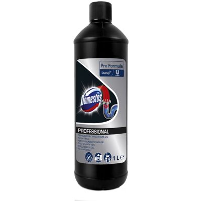 Diversey DOMESTOS Professional Abflussreiniger Power-Gel, Abflussreiniger, löst hartnäckigen Schmutz in Abflüssen; 1 l; transparent; 6 Stück / Pack Diversey DOMESTOS Professional Abflussreiniger Power-Gel, Abflussreiniger, löst hartnäckigen Schmutz in Abflüssen; 1 l; transparent; 6 Stück / Pack