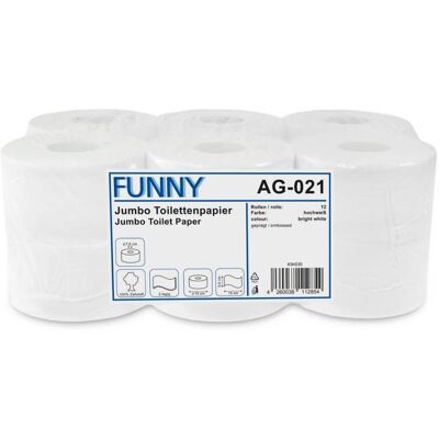 Funny Jumbo - 2-lagig - Weiß - Ø 18 cm - Toilettenpapier Funny Jumbo - 2-lagig - Weiß - Ø 18 cm - Toilettenpapier