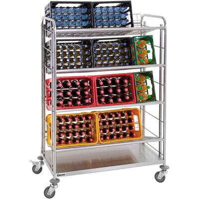 Bartscher 120 kg Getränkekisten-Transportwagen mit 4 Gitterbäden; 108x57x161 cm (BxTxH); silber/schwarz Bartscher 120 kg Getränkekisten-Transportwagen mit 4 Gitterbäden; 108x57x161 cm (BxTxH); silber/schwarz