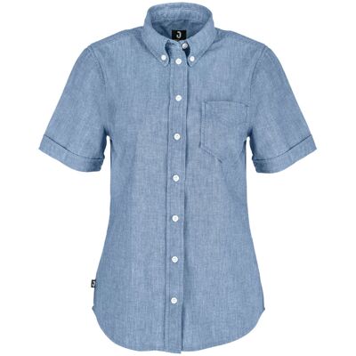 JOBELINE Damen Bluse Chambray Kurzarm; Kleidergröße 44; blau JOBELINE Damen Bluse Chambray Kurzarm; Kleidergröße 44; blau