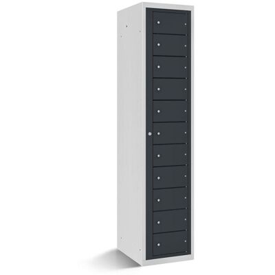 rotstahl Fächerschrank mit Zentraltür 11 Fächer mit lichtgrauem Korpus; 40x50x180 cm (BxTxH); anthrazit rotstahl Fächerschrank mit Zentraltür 11 Fächer mit lichtgrauem Korpus; 40x50x180 cm (BxTxH); anthrazit