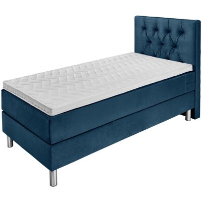 VEGA Boxspringbett Premium Velours, Rückenteil Chesterfield; 90x200x69 cm (BxLxH); dunkelblau; H3-fest VEGA Boxspringbett Premium Velours, Rückenteil Chesterfield; 90x200x69 cm (BxLxH); dunkelblau; H3-fest