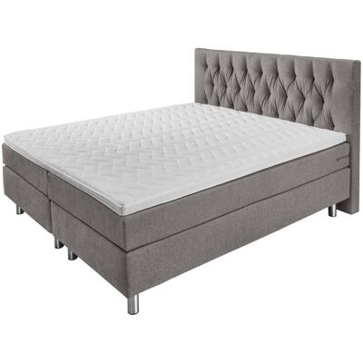 VEGA Boxspringbett Premium Möbelstoff, Rückenteil Chesterfield; 180x200x69 cm (BxLxH); taupe; H3-fest VEGA Boxspringbett Premium Möbelstoff, Rückenteil Chesterfield; 180x200x69 cm (BxLxH); taupe; H3-fest