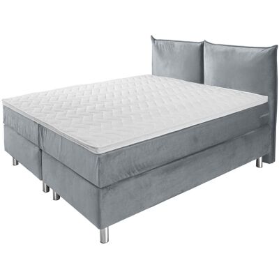 VEGA Boxspringbett Premium Velours, Rückenteil Polster; 200x200x69 cm (BxLxH); hellgrau; H3-fest VEGA Boxspringbett Premium Velours, Rückenteil Polster; 200x200x69 cm (BxLxH); hellgrau; H3-fest