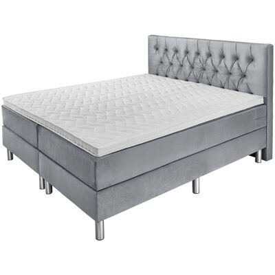 VEGA Hotelbett Standard Velours, Rückenteil Chesterfield; 200x200x58 cm (BxLxH); hellgrau; H2-medium VEGA Hotelbett Standard Velours, Rückenteil Chesterfield; 200x200x58 cm (BxLxH); hellgrau; H2-medium