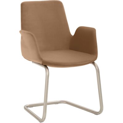 Mayer Sitzmöbel Sessel 2009, Mikrofaser-Stoff, mit Armlehnen; 58x56x86 cm (BxTxH); Sitz hellbraun, Gestell edelstahl Mayer Sitzmöbel Sessel 2009, Mikrofaser-Stoff, mit Armlehnen; 58x56x86 cm (BxTxH); Sitz hellbraun, Gestell edelstahl