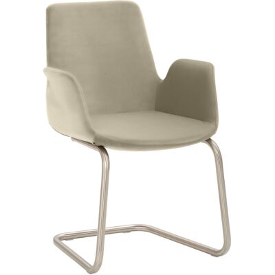 Mayer Sitzmöbel Sessel 2009, Mikrofaser-Stoff, mit Armlehnen; 58x56x86 cm (BxTxH); Sitz taupe, Gestell edelstahl Mayer Sitzmöbel Sessel 2009, Mikrofaser-Stoff, mit Armlehnen; 58x56x86 cm (BxTxH); Sitz taupe, Gestell edelstahl