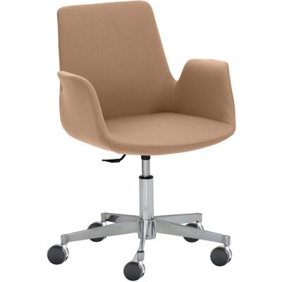 Mayer Sitzmöbel Sessel Drehsessel pflegeleichter Mikrofaser-Stoff in lederähnlicher Optik; 65x65x82 cm (BxTxH); Sitz hellbraun, Gestell silber Mayer Sitzmöbel Sessel Drehsessel pflegeleichter Mikrofaser-Stoff in lederähnlicher Optik; 65x65x82 cm (BxTxH); Sitz hellbraun, Gestell silber