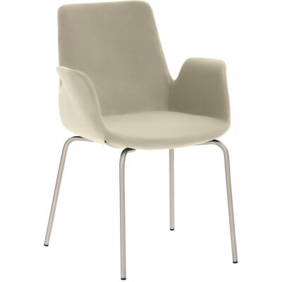 Mayer Sitzmöbel Sessel 2009, Mikrofaser-Stoff, mit Armlehnen; 58x59x87 cm (BxTxH); Sitz taupe, Gestell edelstahl Mayer Sitzmöbel Sessel 2009, Mikrofaser-Stoff, mit Armlehnen; 58x59x87 cm (BxTxH); Sitz taupe, Gestell edelstahl