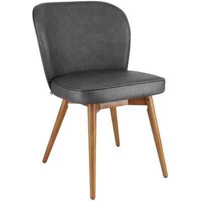 VEGA Polsterstuhl Lian Kunstleder; 56x58x86 cm (BxTxH); Sitz anthrazit, Gestell hellbraun; 2 Stück / Pack VEGA Polsterstuhl Lian Kunstleder; 56x58x86 cm (BxTxH); Sitz anthrazit, Gestell hellbraun; 2 Stück / Pack