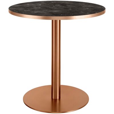 VEGA Esstisch Marvani Tischgestell Edelstahl kupfer; 75x80 cm (HxØ); Platte kupfer/marmoriert/schwarz, Gestell kupfer; rund VEGA Esstisch Marvani Tischgestell Edelstahl kupfer; 75x80 cm (HxØ); Platte kupfer/marmoriert/schwarz, Gestell kupfer; rund