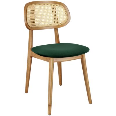 VEGA Wiener Geflecht Stuhl Vindo Samt; 45x51x83 cm (BxTxH); Sitz tannengrün, Gestell hellbraun; 2 Stück / Pack VEGA Wiener Geflecht Stuhl Vindo Samt; 45x51x83 cm (BxTxH); Sitz tannengrün, Gestell hellbraun; 2 Stück / Pack