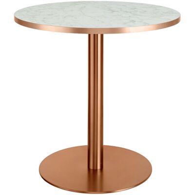 VEGA Esstisch Marvani Tischgestell Edelstahl kupfer; 75x80 cm (HxØ); Platte weiß/kupfer/marmoriert, Gestell kupfer; rund VEGA Esstisch Marvani Tischgestell Edelstahl kupfer; 75x80 cm (HxØ); Platte weiß/kupfer/marmoriert, Gestell kupfer; rund